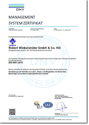Zertifikat ISO 9001-2015